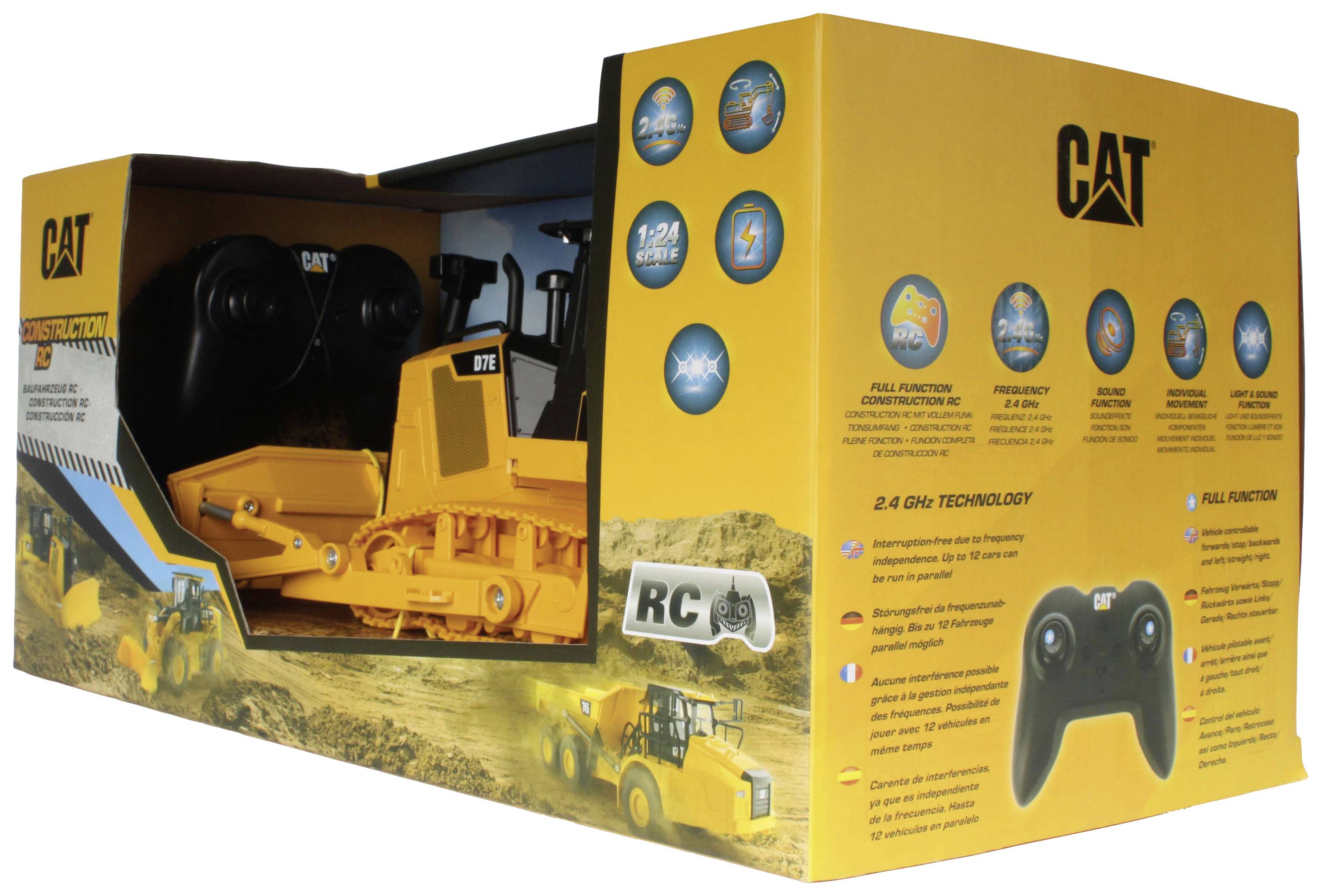 Carrera RC CAT D7E Track Type Tractor 1:24 RC Einsteiger Funktionsmodell Baufahrzeug