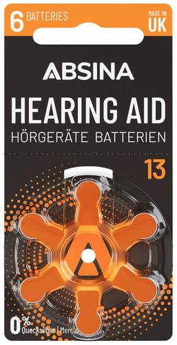 Absina Hörgerätebatterie ZA13 1.4 V 6 St. Zink-Luft PR48