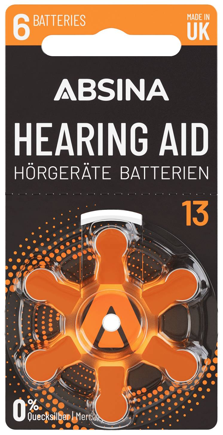 Absina Hörgerätebatterie ZA 13 1.4 V 6 St. Zink-Luft PR48