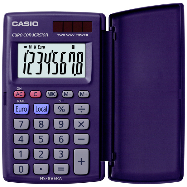 Casio HS-8VERA Taschenrechner Dunkelblau Display (Stellen): 8solarbetrieben, batteriebetrieben (B x H x T) 62.5 x 10 x 104mm