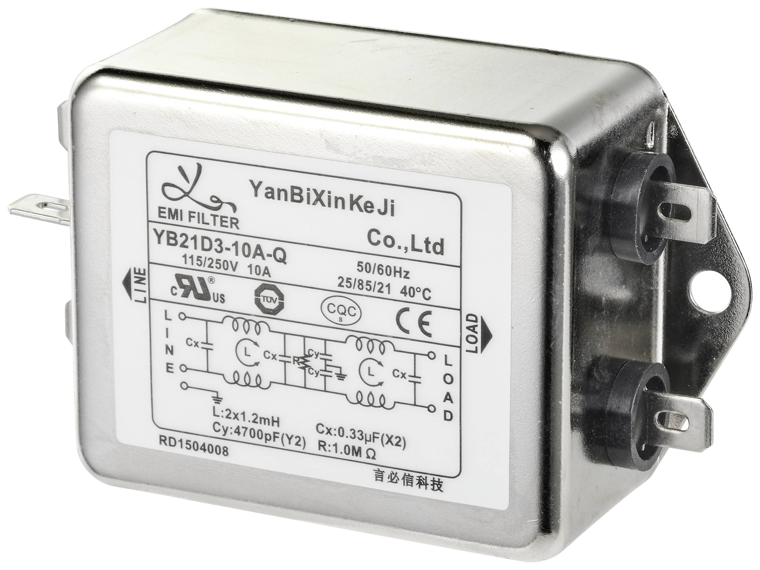 TRU COMPONENTS TC-10471948 Entstörfilter 250 V/AC 10A 1.2 mH (L x B x H) 75 x 51 x 37mm 1St.