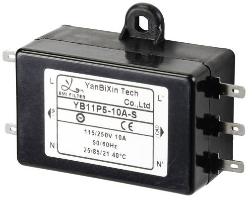 TRU COMPONENTS TC-10471952 Line filter 250V AC 10A 0.3mH 68x50x25m...