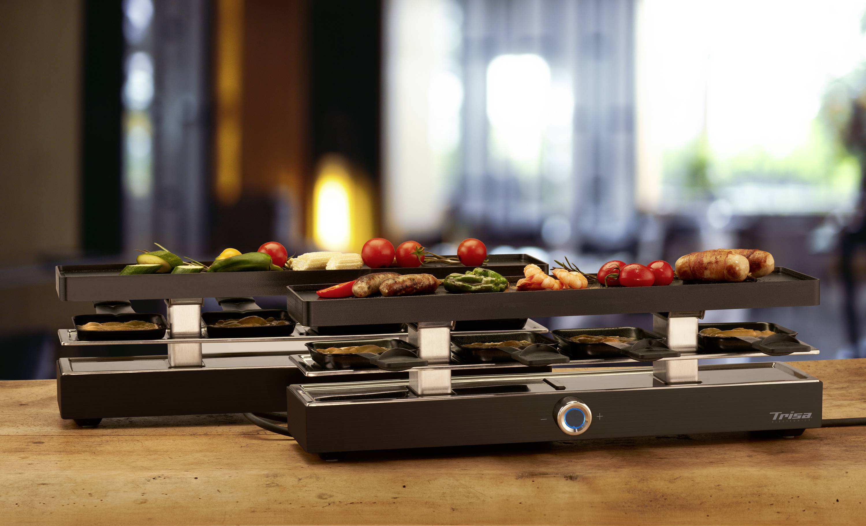 Trisa Style Connect Raclette 8Pfännchen, Antihaftbeschichtung Schwarz