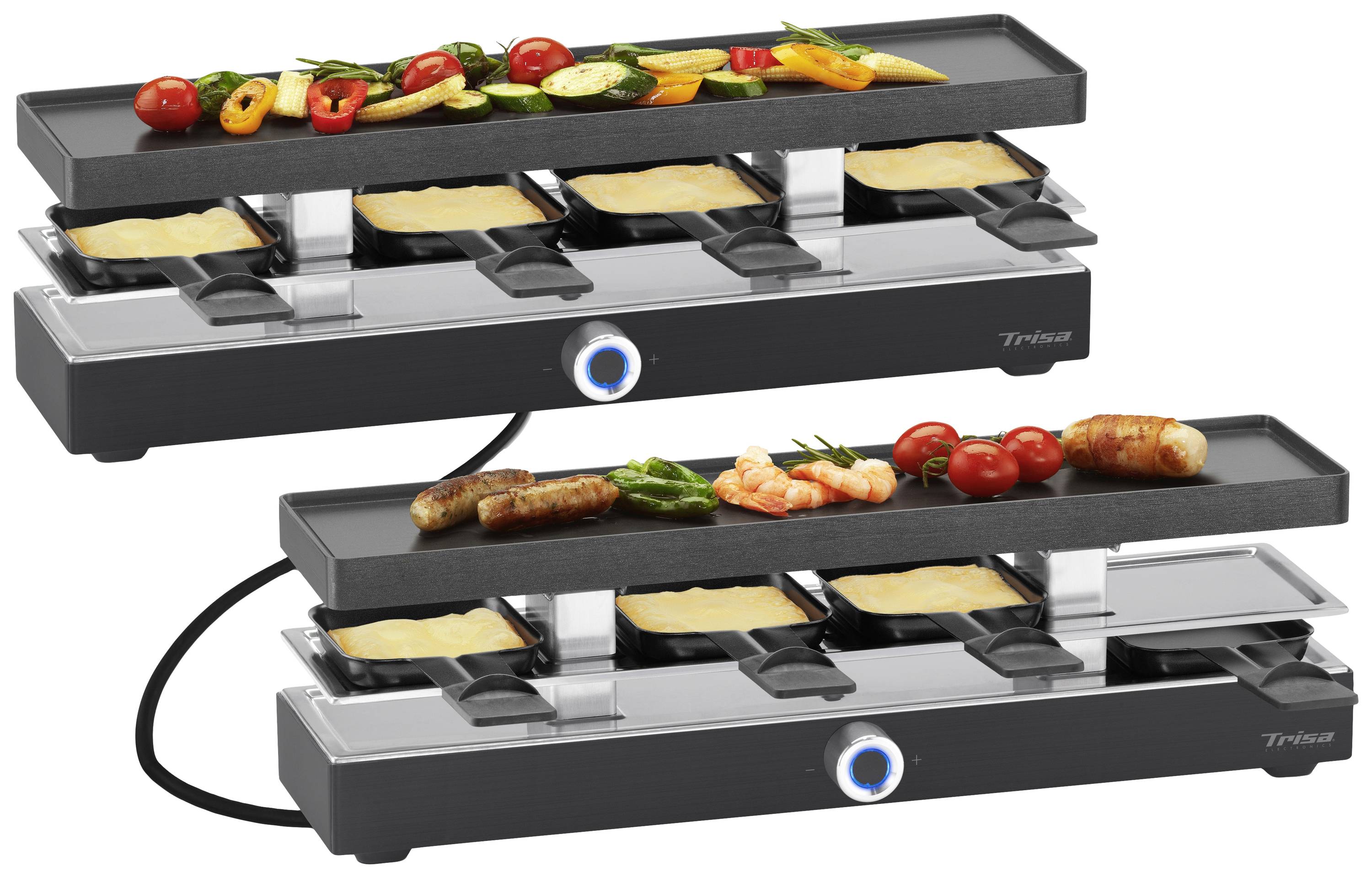 Trisa Style Connect Raclette 8Pfännchen, Antihaftbeschichtung Schwarz