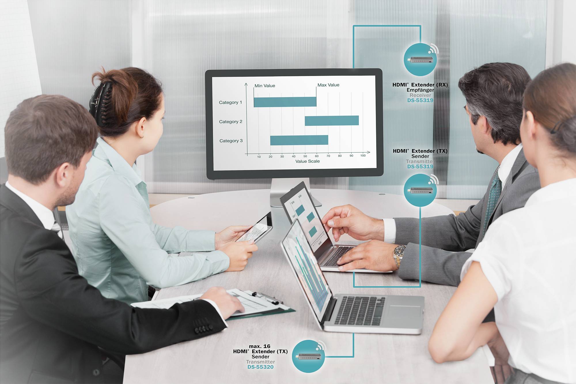 Digitus DS-55320 HDMI-Funkübertragung (Sender) 50m 5GHz 1920 x 1080 Pixel