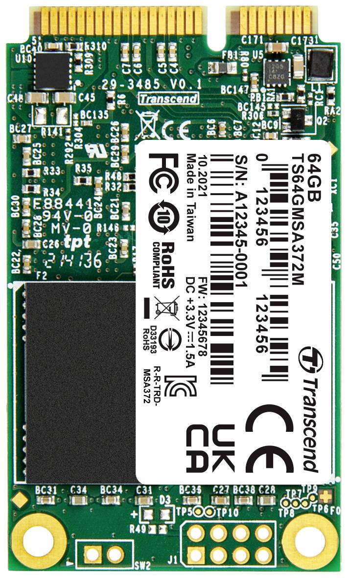Transcend MSA372M 64 GB Interne mSATA SSD SATA III Industrial TS64GMSA372M
