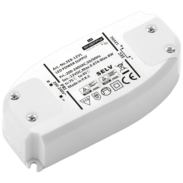 Dehner Elektronik SE 8-12VL LED-Trafo Konstantspannung 8 W 0.67 A 12 V/DC Möbelzulassung, Überlasts