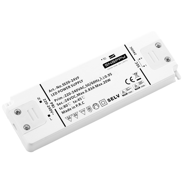 Dehner Elektronik SS 20-24VF LED-Trafo Konstantspannung 20 W 0.83 A 24 V/DC Möbelzulassung, Überlas