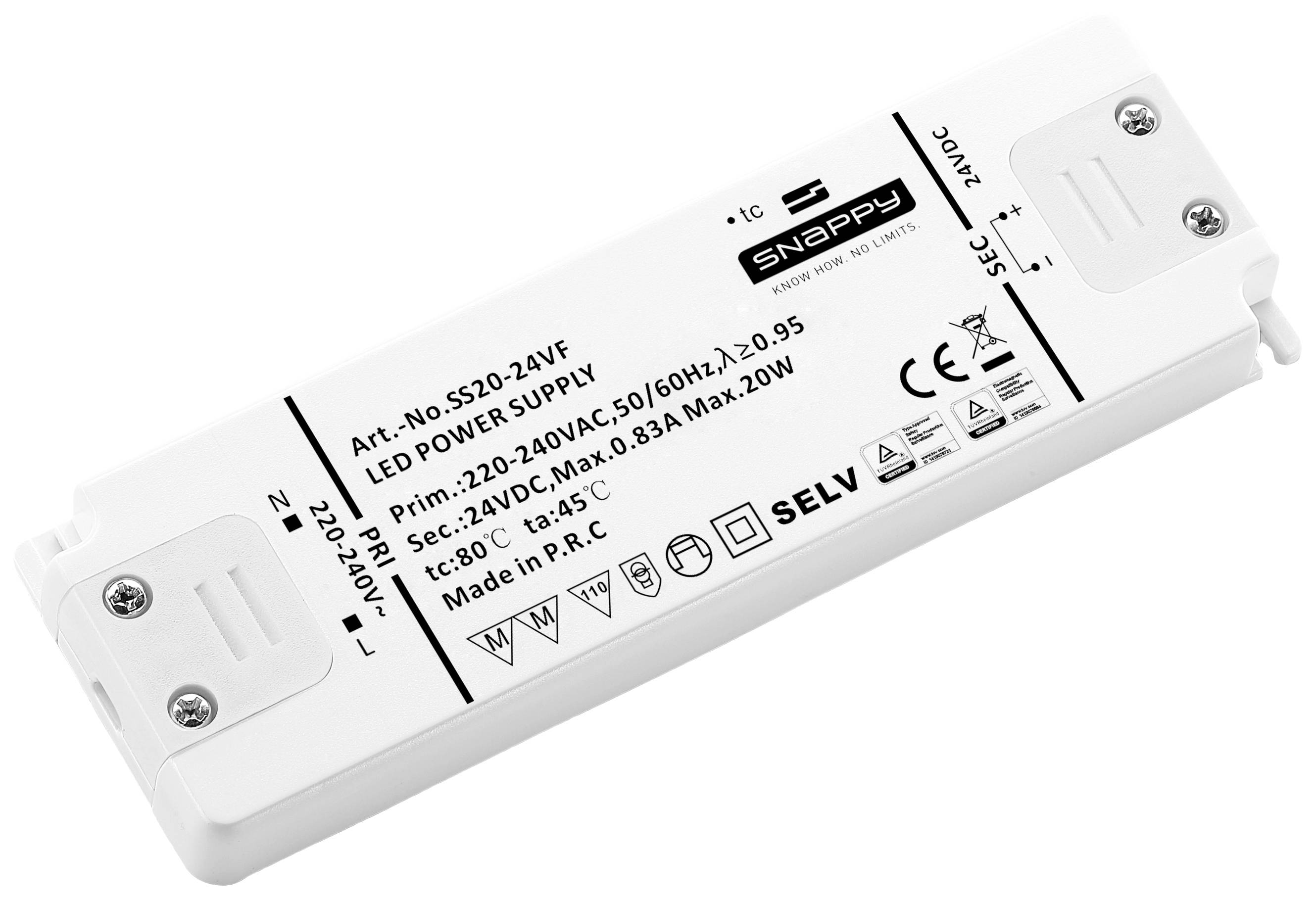 Dehner Elektronik SS 20-24VF LED-Trafo Konstantspannung 20W 0.83A 24 V/DC Möbelzulassung, Überlastschutz, Überspannung 1St.