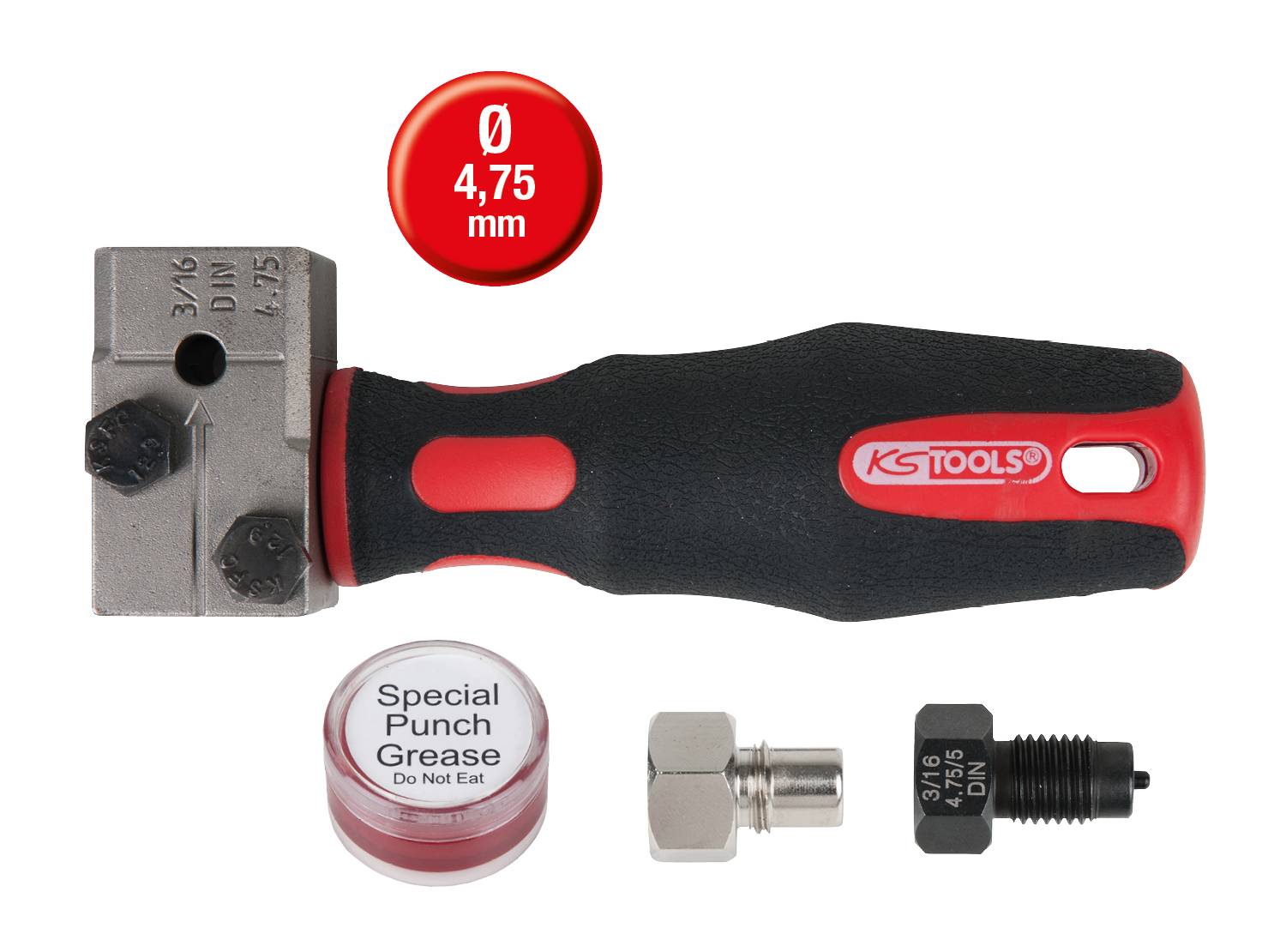 KS Tools 122.1215 FLAREFIXeco 4,75 mm Universal-Bremsleitungs-Bördelgerät-Satz, 4-tlg
