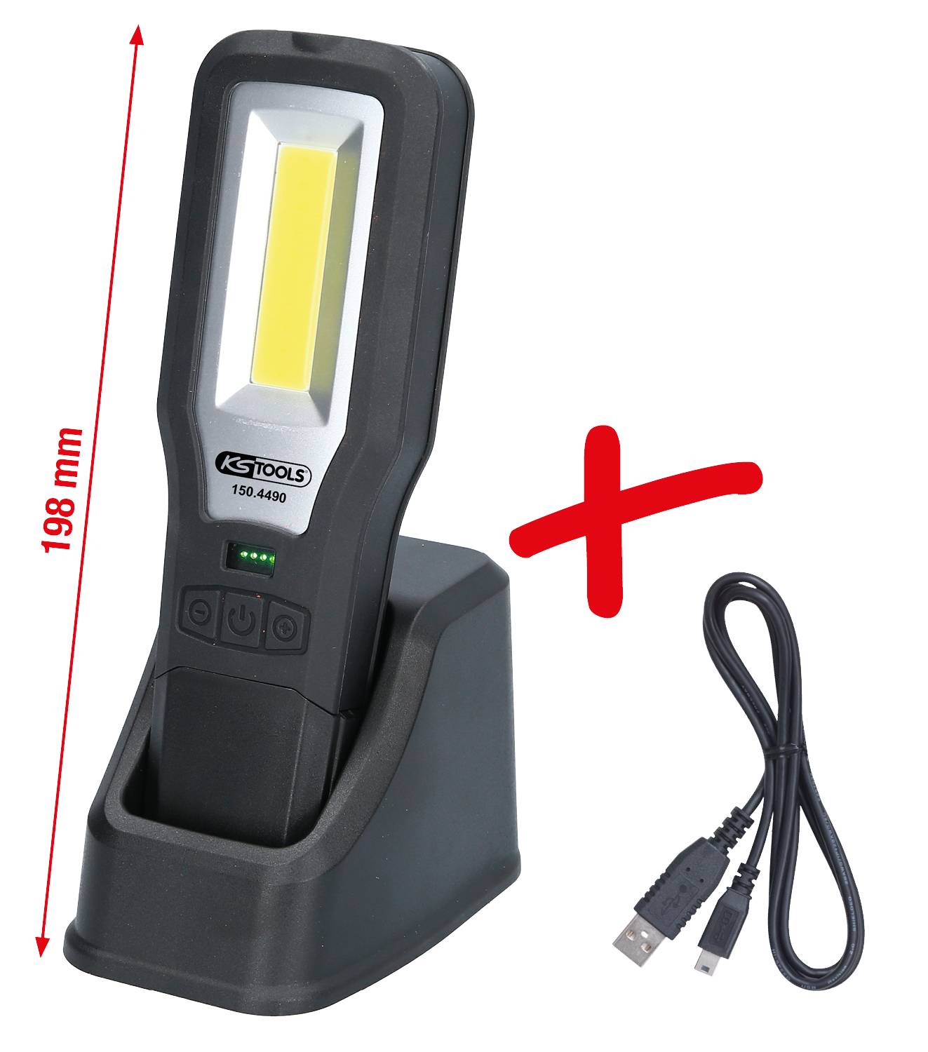 KS Tools 150.4490 Mobile Werkstatt-Handlampe, knickbar, 550 Lumen 2021 Energieeffizienzklasse n.rel