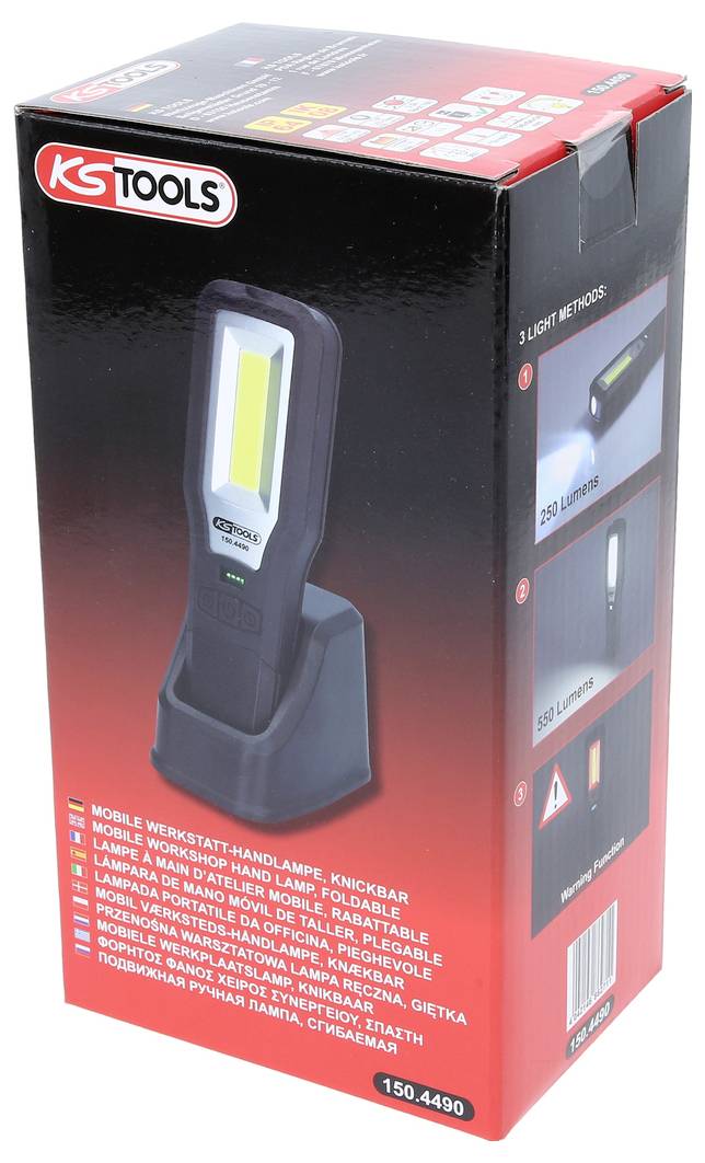 KS Tools 150.4490 Mobile Werkstatt-Handlampe, knickbar, 550 Lumen 2021 Energieeffizienzklasse n.rel