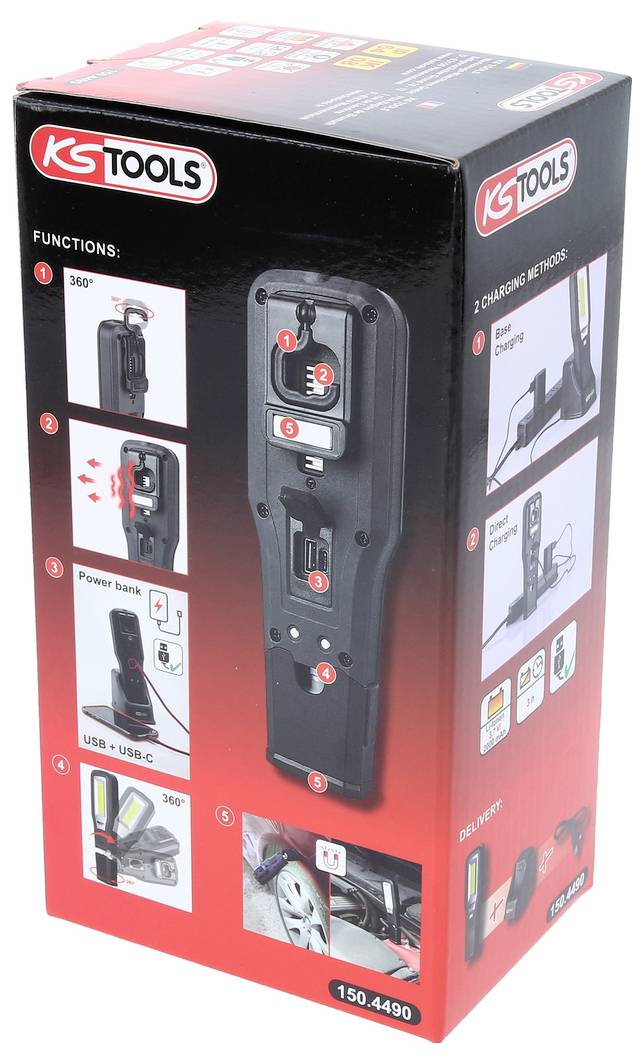 KS Tools 150.4490 Mobile Werkstatt-Handlampe, knickbar, 550 Lumen 2021 Energieeffizienzklasse n.rel