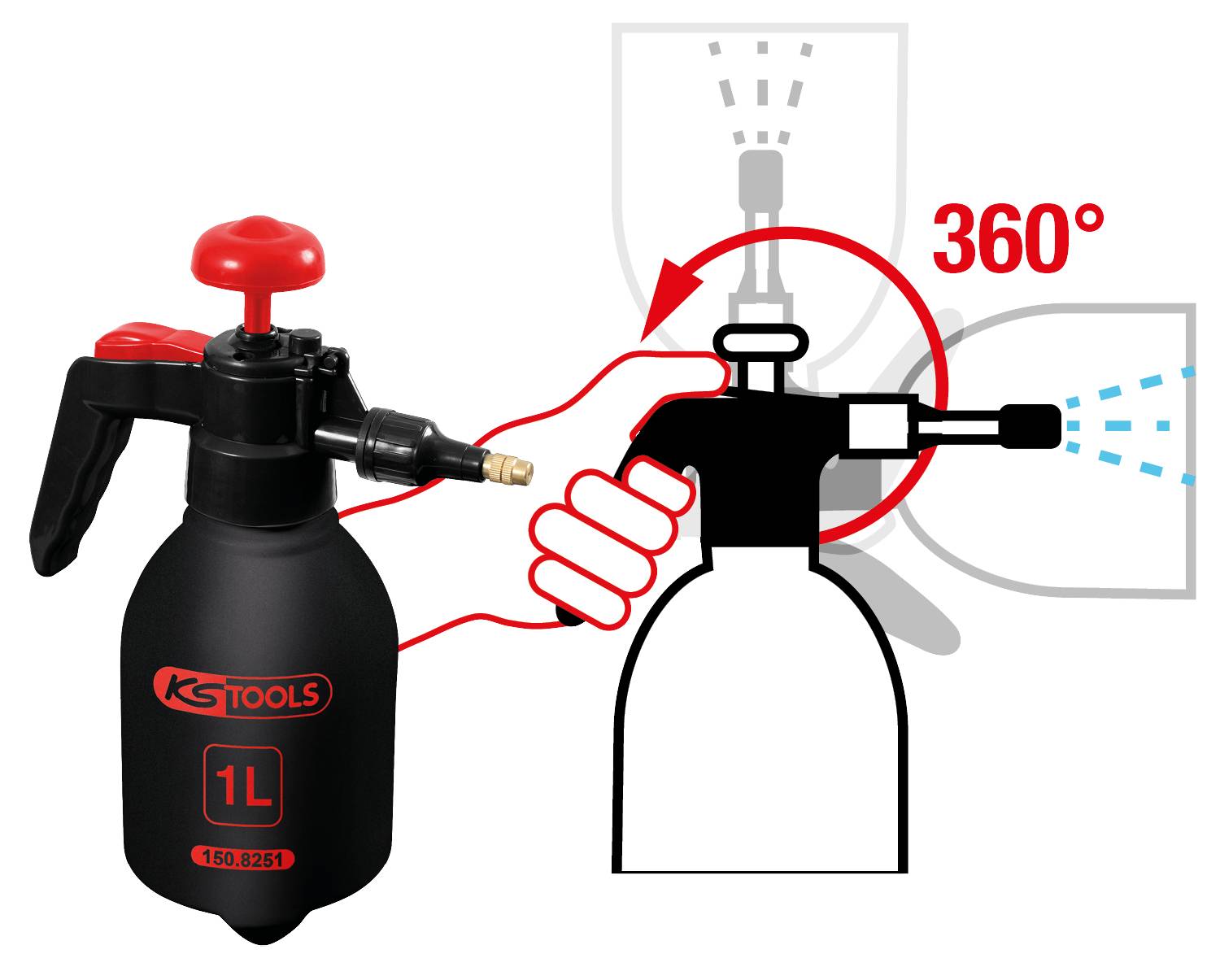 KS Tools 150.8251 Industrie-Zerstäuber 1l Schwarz