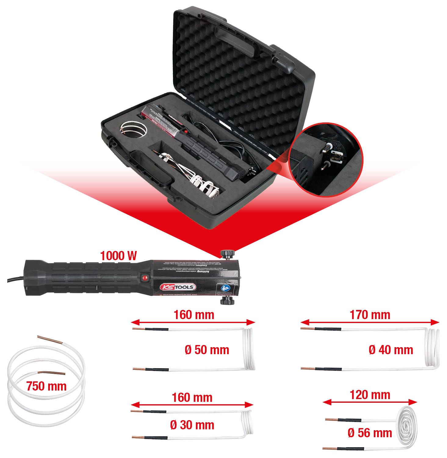 KS Tools 500.8480 Induktions-Heizpistole 1000W