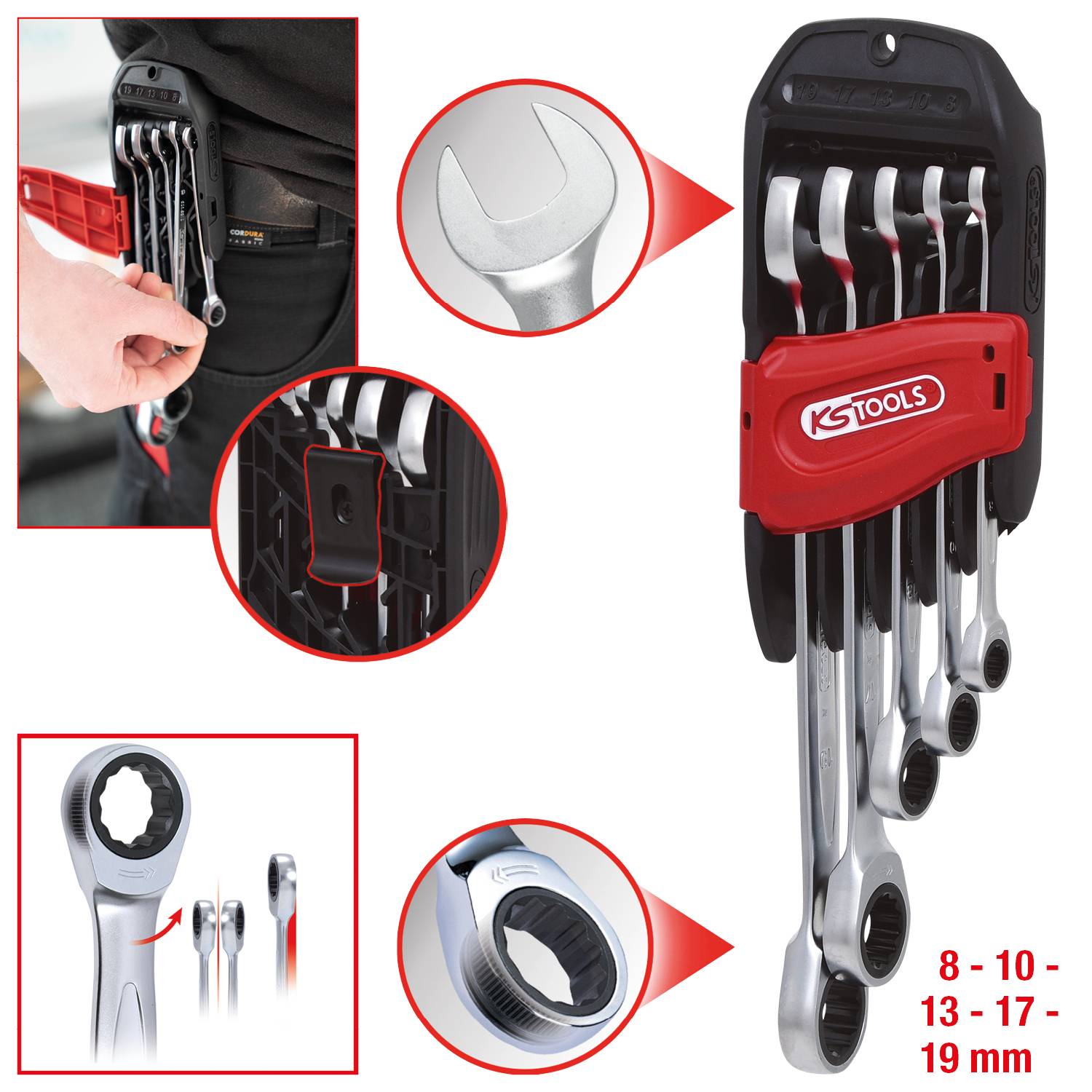 KS Tools 503.4255 Ring-Maulschlüssel-Satz 5teilig Schlüsselweite (Metrisch) 19mm