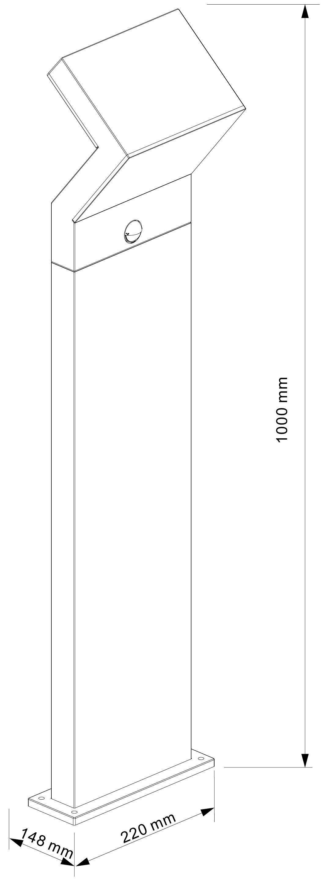 Deko Light 733039 Taygeta 1000 Motion LED-Außenstandleuchte mit Bewegungsmelder EEK: G (A - G) 18 W Dunkelgrau