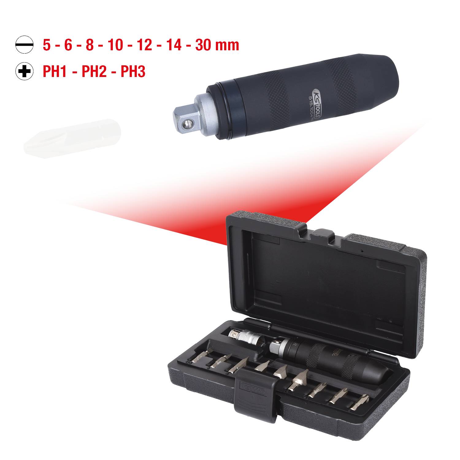 KS Tools 515.1003 1/2" Hand-Schlagschraubendreher-Satz, 11-tlg