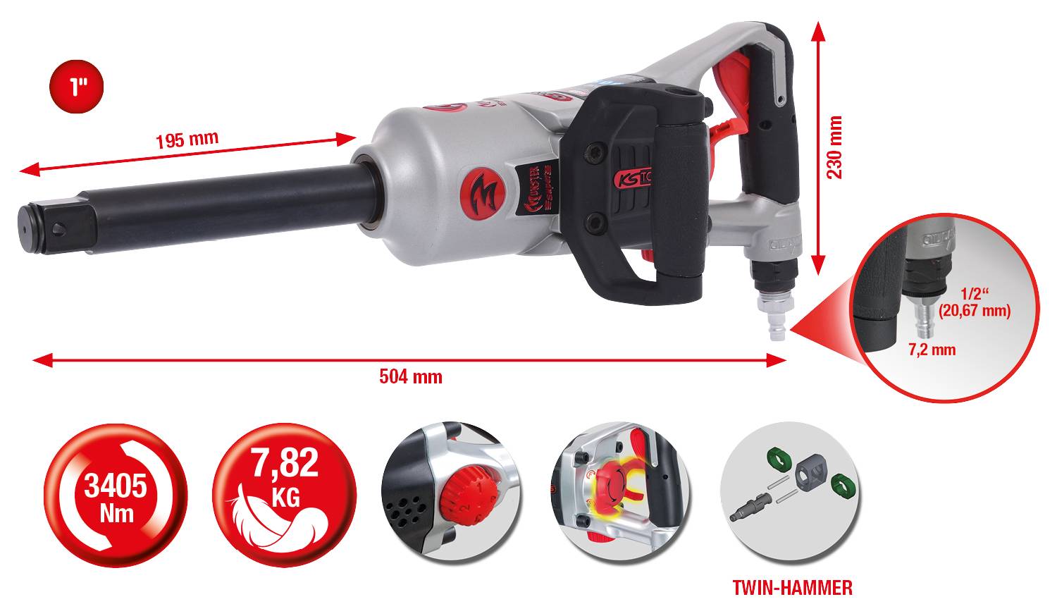 KS Tools 515.3280 515.3280 Druckluft-Schlagschrauber