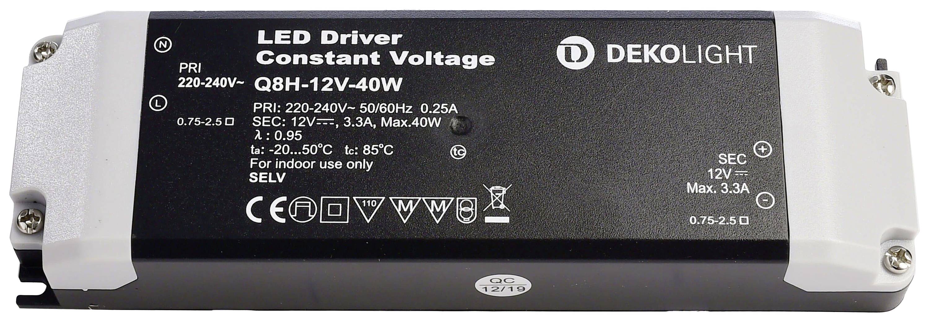 Deko Light BASIC, CV, Q8H-12-40W LED-Treiber Konstantspannung 40W 0mA - 3.3A 12V 1St.