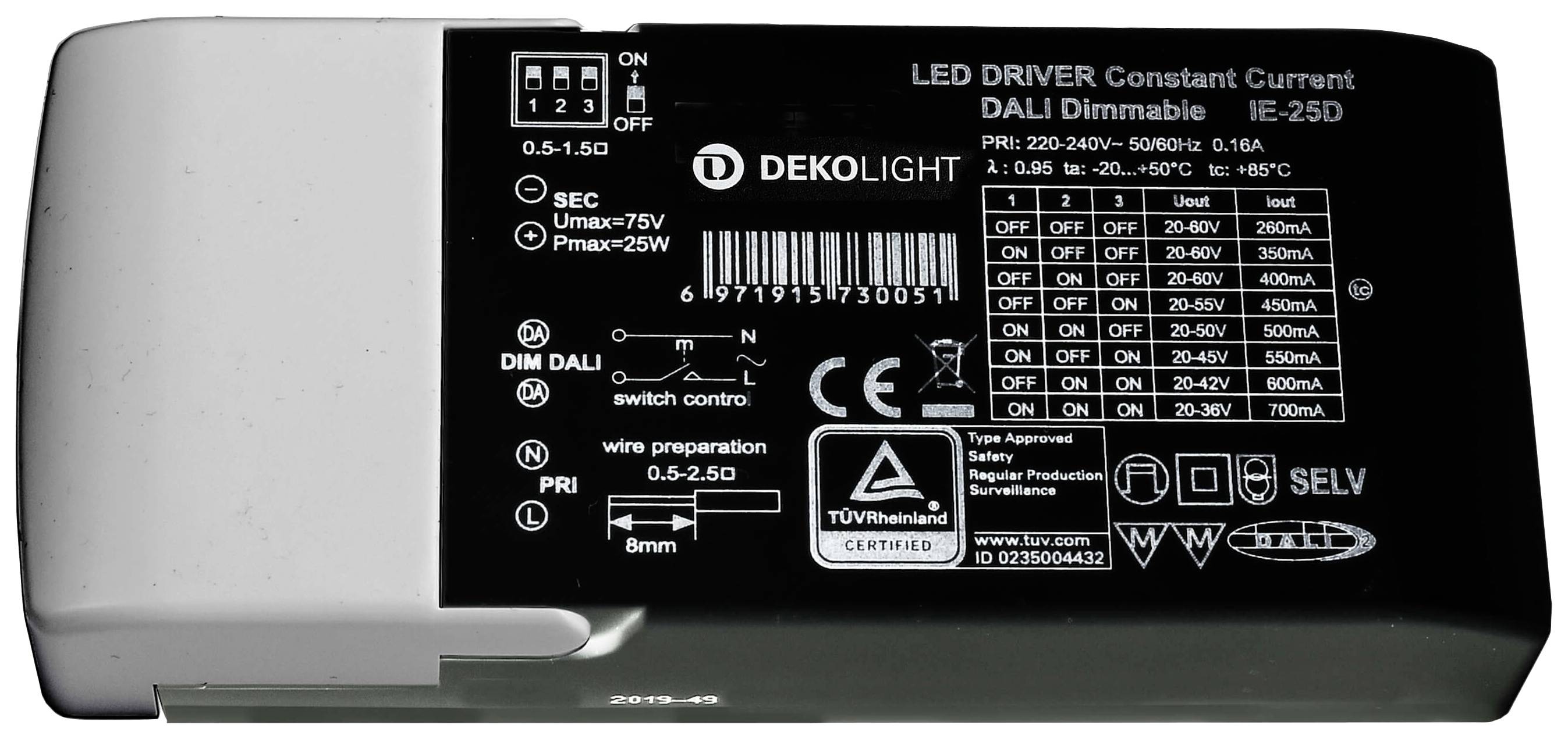 Deko Light BASIC, DIM, Multi CC, IE-25D LED-Treiber Konstantstrom 25 W 260 - 700 mA 20 - 60 V 1 St.