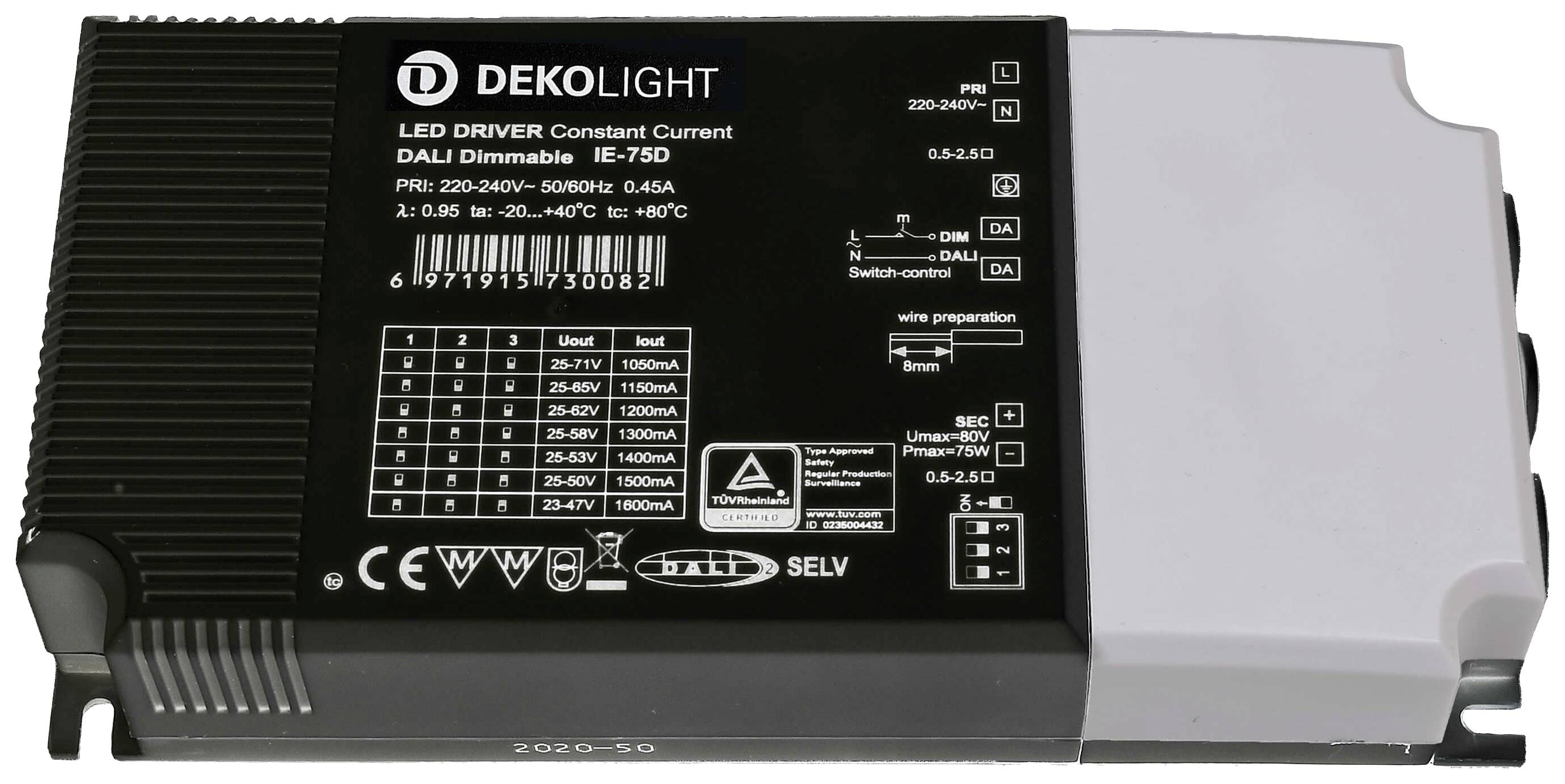 Deko Light BASIC, DIM, Multi CC, IE-75D LED-Treiber Konstantstrom 75W 1050 - 1600mA 26 - 70V 1St.