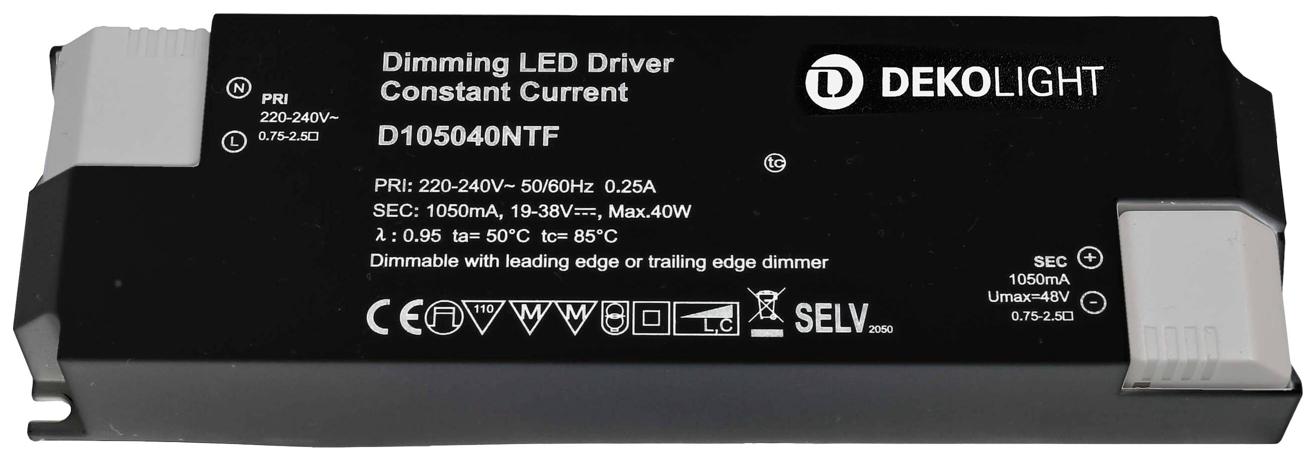 Deko Light BASIC, DIM, CC, D105040NTF/40W LED-Treiber Konstantstrom 40W 1050mA 19 - 38V 1St.
