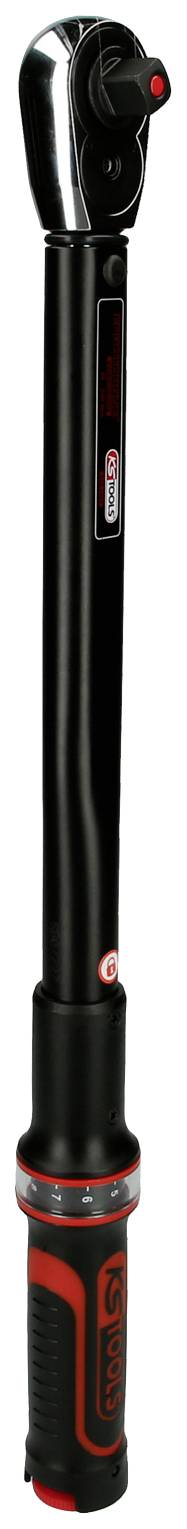 Drehmomentschlüssel mit schwarzem Griff und roten Akzenten. Verwendet zum präzisen Anziehen von Schrauben und Muttern.