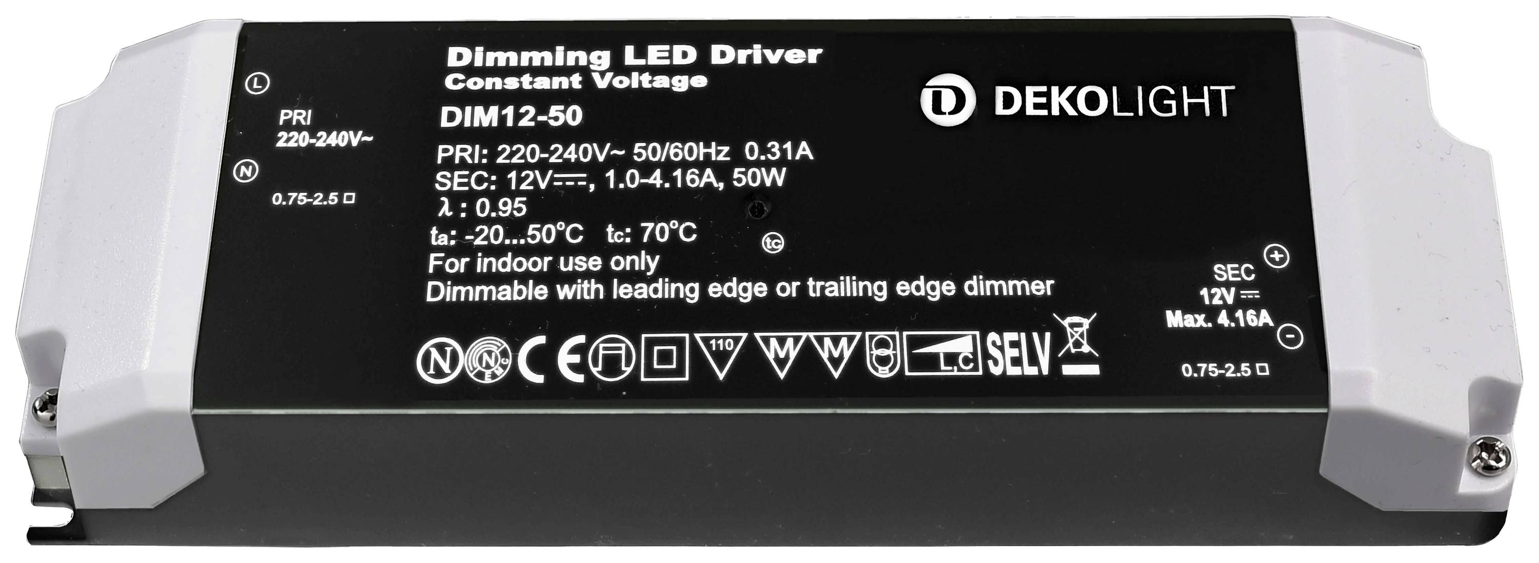 Deko Light BASIC, DIM, CV 12V 12-50W LED-Treiber Konstantspannung 50 W 1000 - 4610 mA 12 V 1 St.