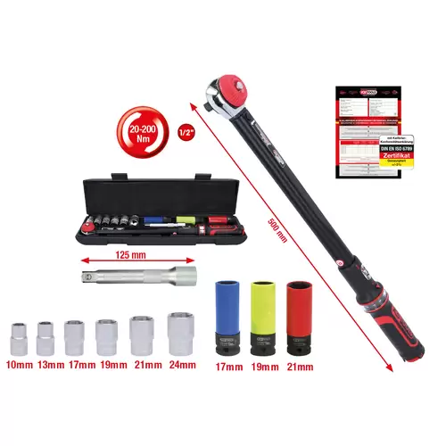 KS Tools ERGOTORQUE®precision 516.2400 Drehmomentschlüssel-Set mit Knarre 1/2" (12.5 mm) 20 - 200 N KS Tools ERGOTORQUE®precision 516.2400 Drehmomentschlüssel-Set mit Knarre 1/2" (12.5 mm) 20 - 200 N