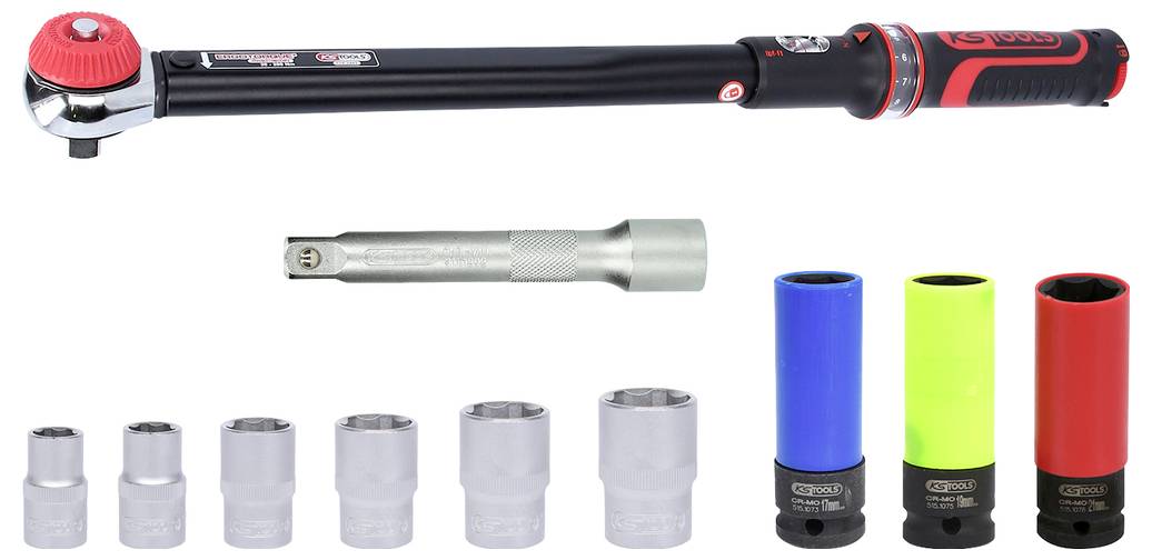 KS Tools ERGOTORQUE®precision 516.2400 Drehmomentschlüssel-Set mit Knarre 1/2" (12.5 mm) 20 - 200 Nm
