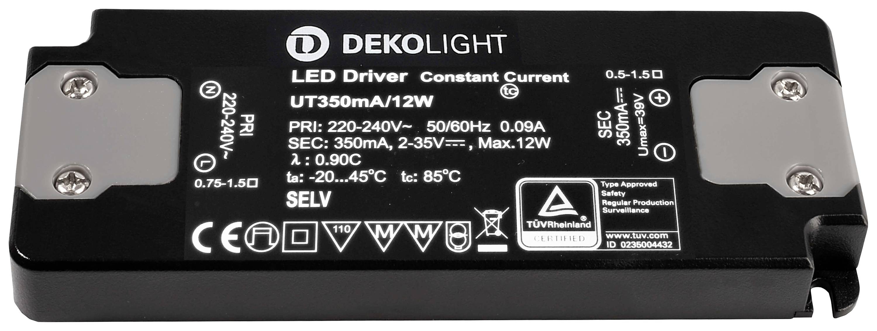 Deko Light FLAT, CC, UT350mA/12W LED-Treiber Konstantstrom 12 W 350 mA 2 - 35 V 1 St.