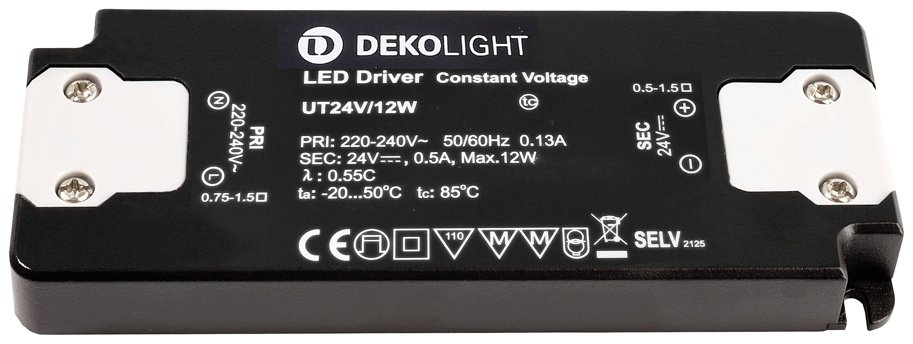 Deko Light FLAT, CV, UT24V/12W LED-Treiber Konstantspannung 12W 0 - 500mA 24V 1St.