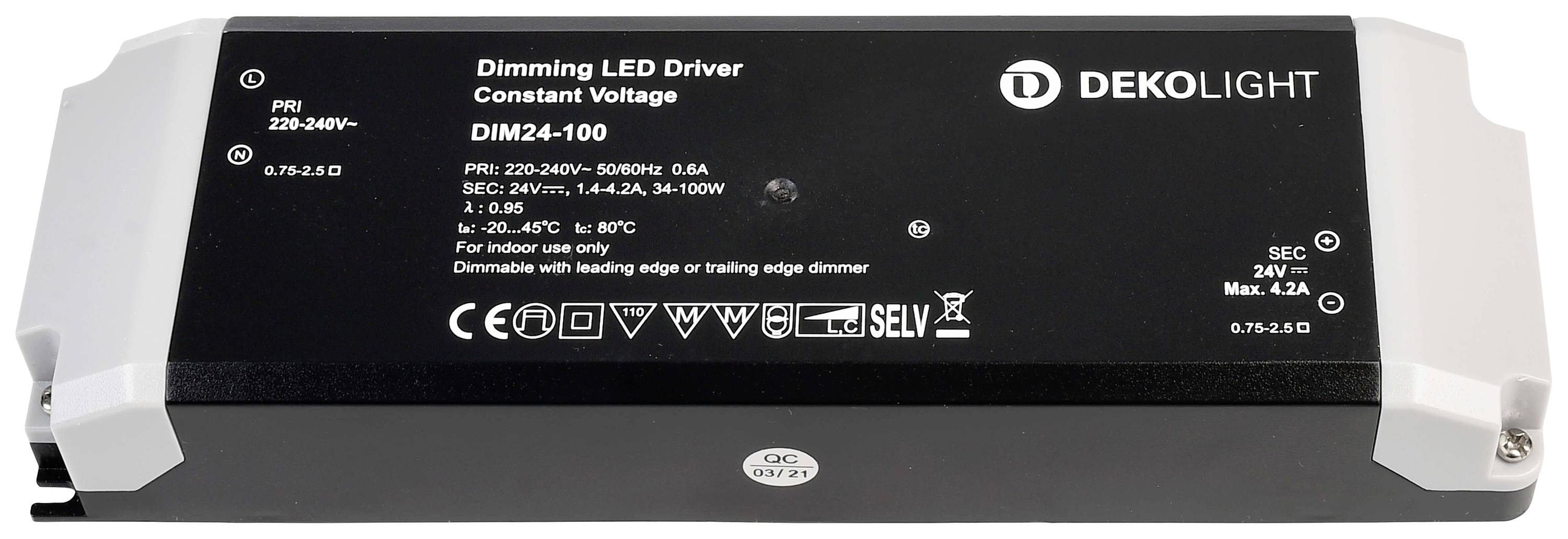 Deko Light BASIC, DIM, CV, 24V 34-100W LED-Treiber 100 W 1420 - 4165 mA 24 V 1 St.