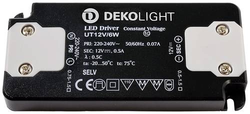 Deko Light FLAT, CV, UT12V/6W LED-Treiber Konstantspannung 6W 0 - 500mA 12V 1St.