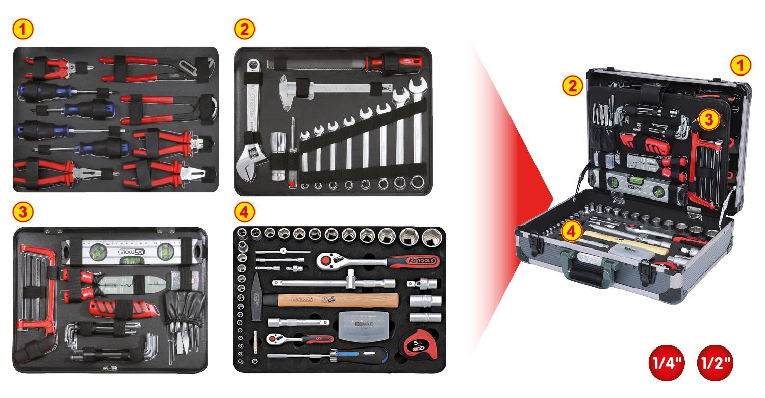 KS Tools 911.0727 911.0727 Werkzeugset Universal im Koffer