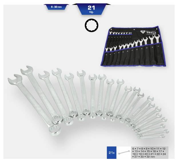 Brilliant Tools BT011021 Ring-Maulschlüssel-Satz 21teilig Schlüsselweite (Metrisch) 8 - 53mm