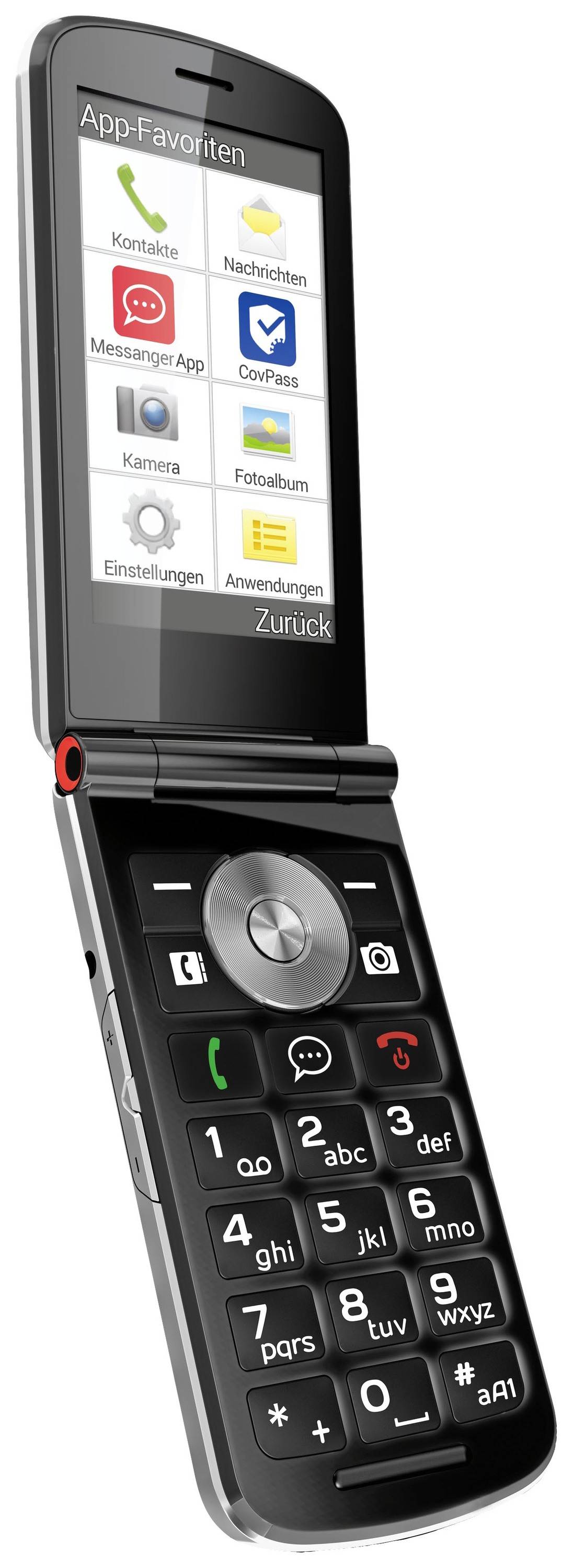 Emporia TOUCHsmart.2 Senioren-Klapp-Handy IP54, SOS Taste, Spritzwassergeschützt, Staubgeschützt Schwarz