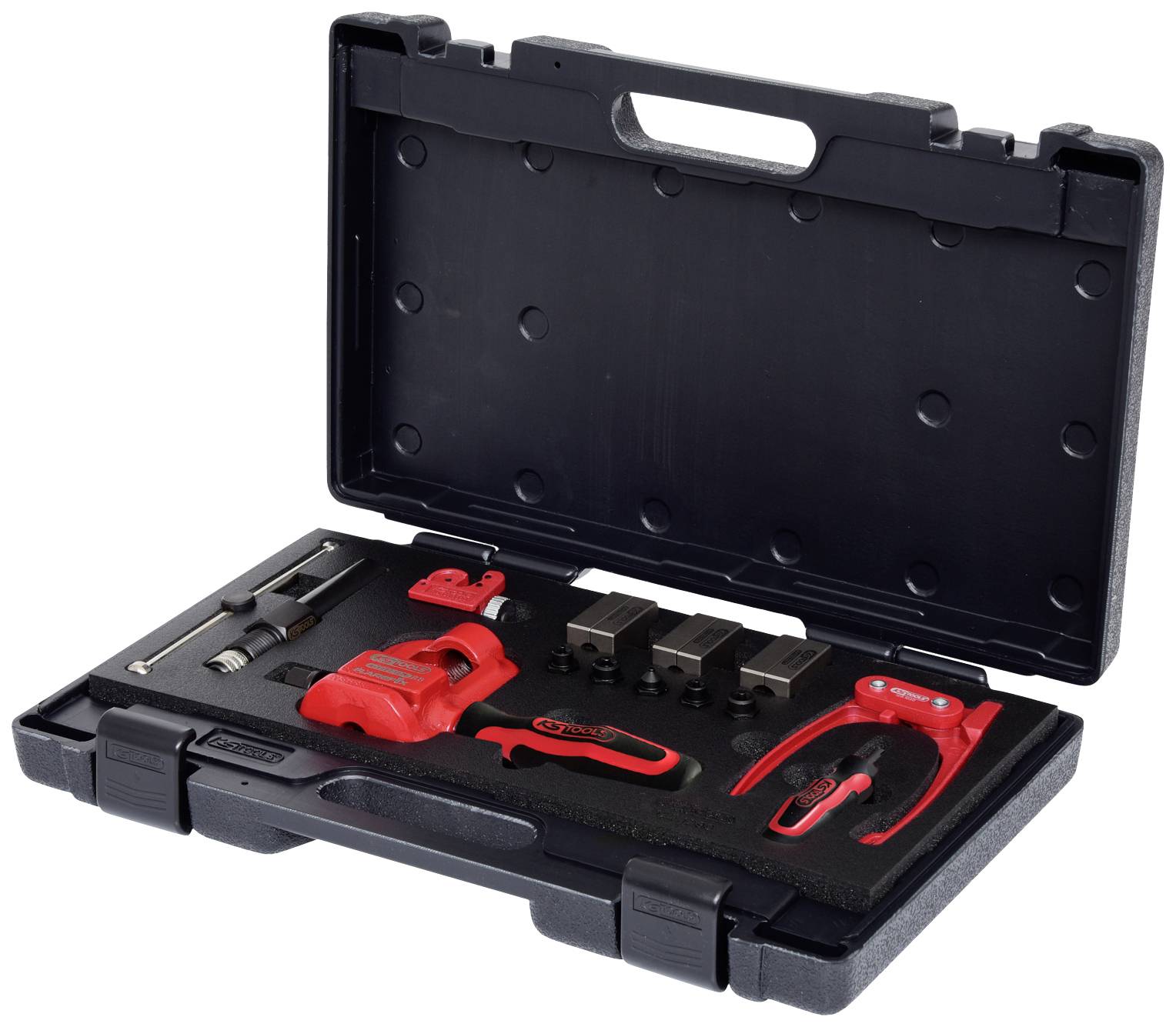 KS Tools 122.1290 FLAREFIX 1 Universal-Bremsleitungs-Bördelgerät-Satz mit Hydraulik-Spindel, 16-tlg