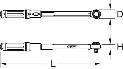 KS Tools ERGOTORQUE®precision 516.1472 Drehmomentschlüssel mit Knarre 1/2  (12.5 mm) 60 - 320 Nm