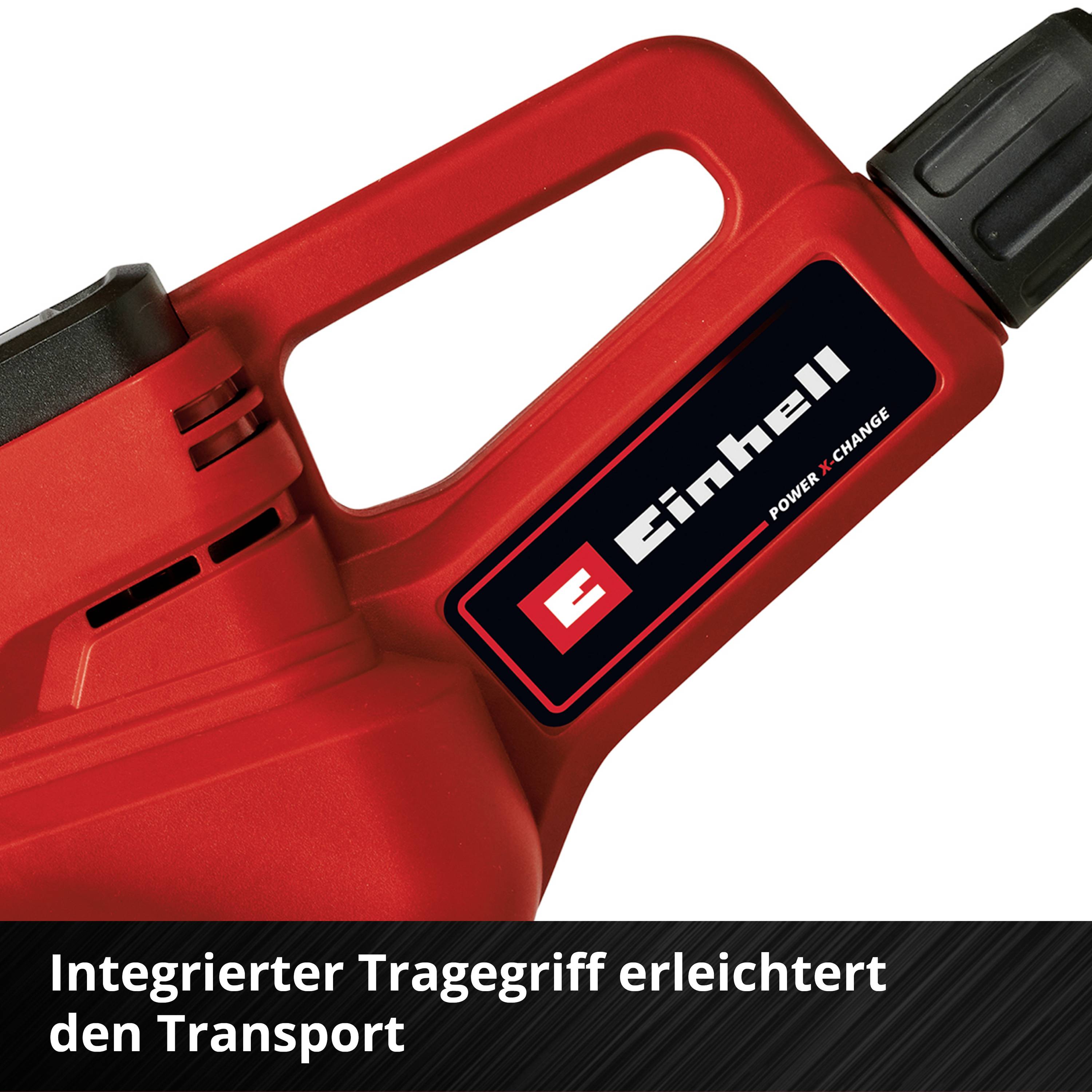 Akku-Laubbläser mit integriertem Tragegriff erleichtert den Transport.