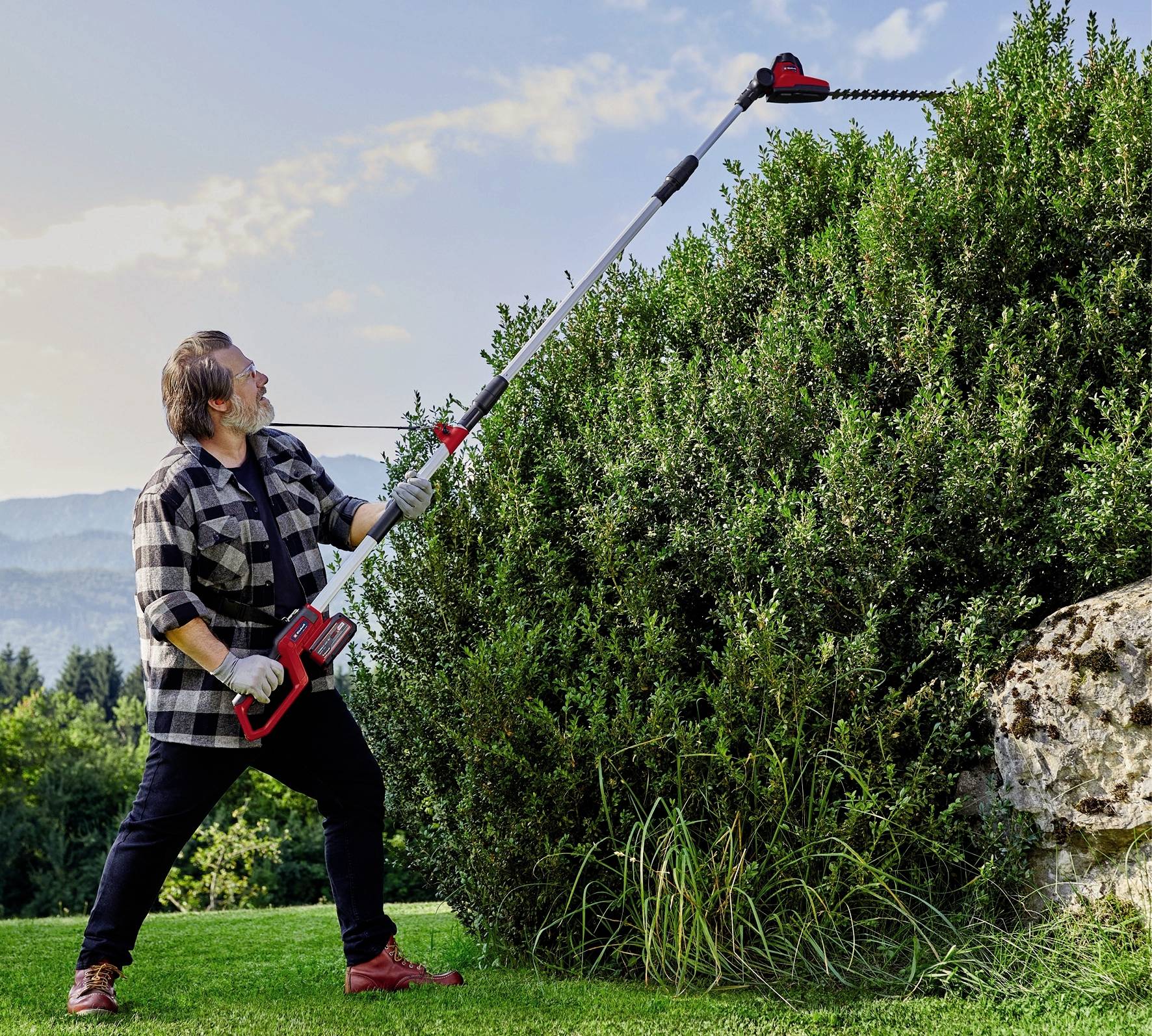 Einhell Power X-Change GC-HH 18/45 Li T-Solo Akku Heckenschere Einstellbarer Holm, Softgriff, Tragegurt, ohne Akku, ohn