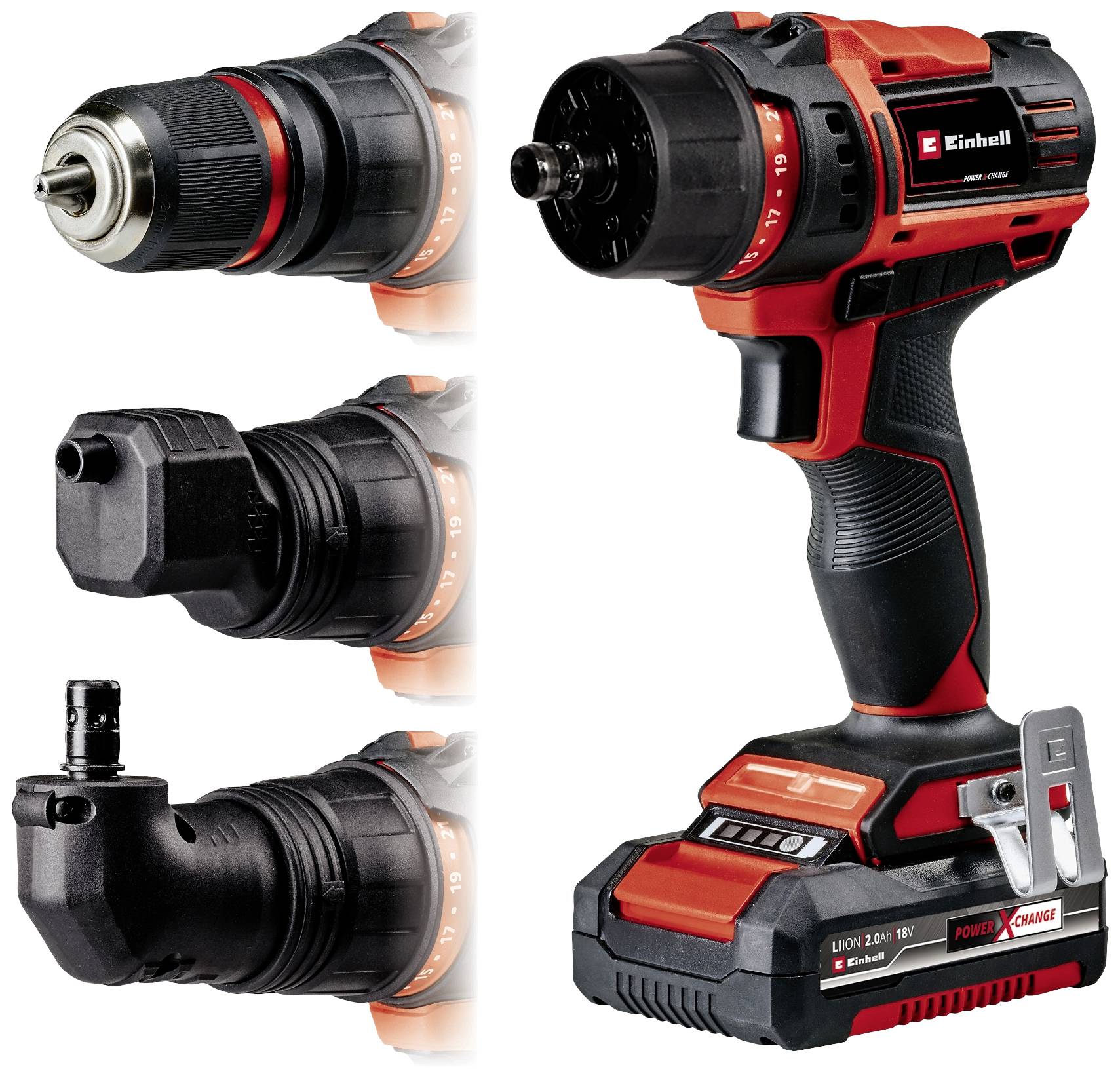 Einhell Power X-Change TE-CD 18/45 3X-Li +22 4513990 Akku-Bohrschrauber 18V 2Ah inkl. Akku, inkl. Winkeladapter