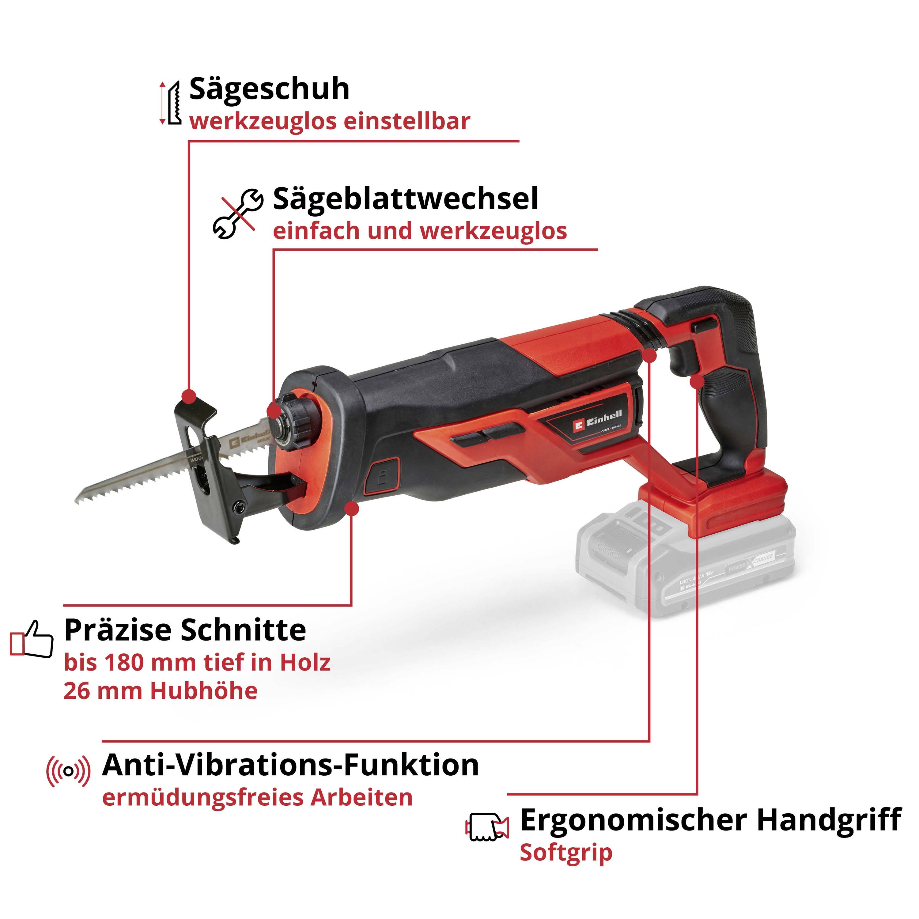 Einhell Power X-Change TE-AP 18/26 Li - Solo Akku-Multisäge 4326290 ohne Akku, ohne Ladegerät 18V