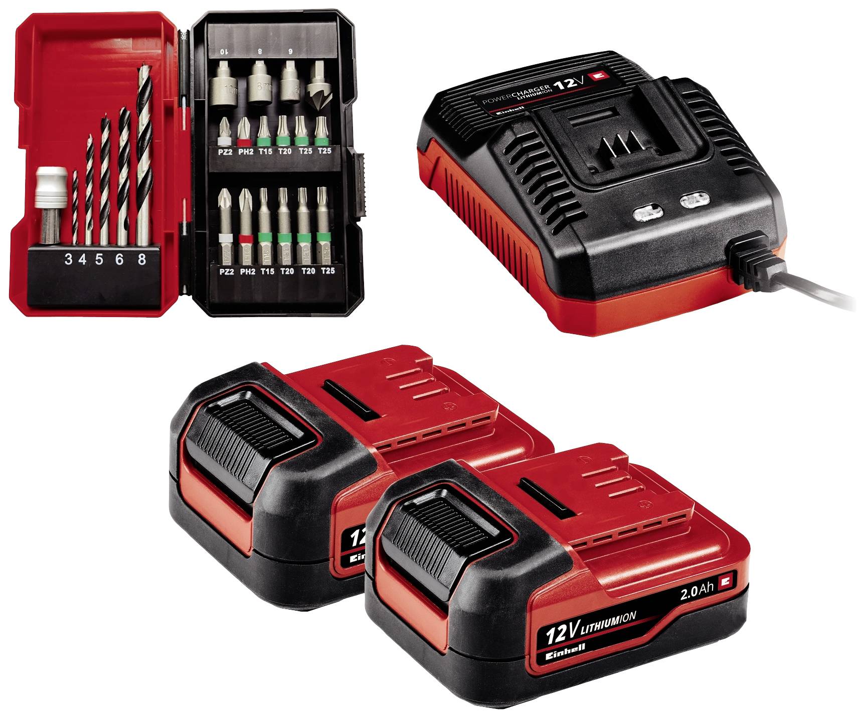 Einhell TE-CD 12/1 Li +22+CL (2x2.0Ah) 4513598 Akku-Bohrschrauber 12V 2Ah Li-Ion inkl. 2. Akku, mit Zubehör