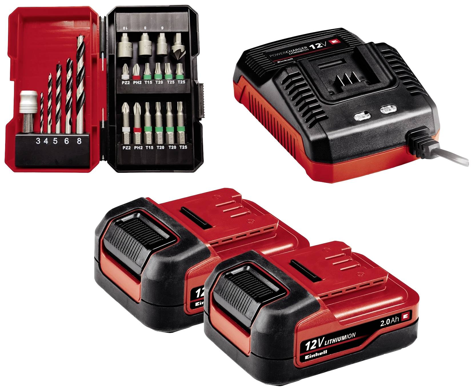 Einhell TE-CD 12/1 Li +22+CL (2x2.0Ah) 4513598 Akku-Bohrschrauber 12V 2Ah Li-Ion inkl. 2. Akku, mit Zubehör