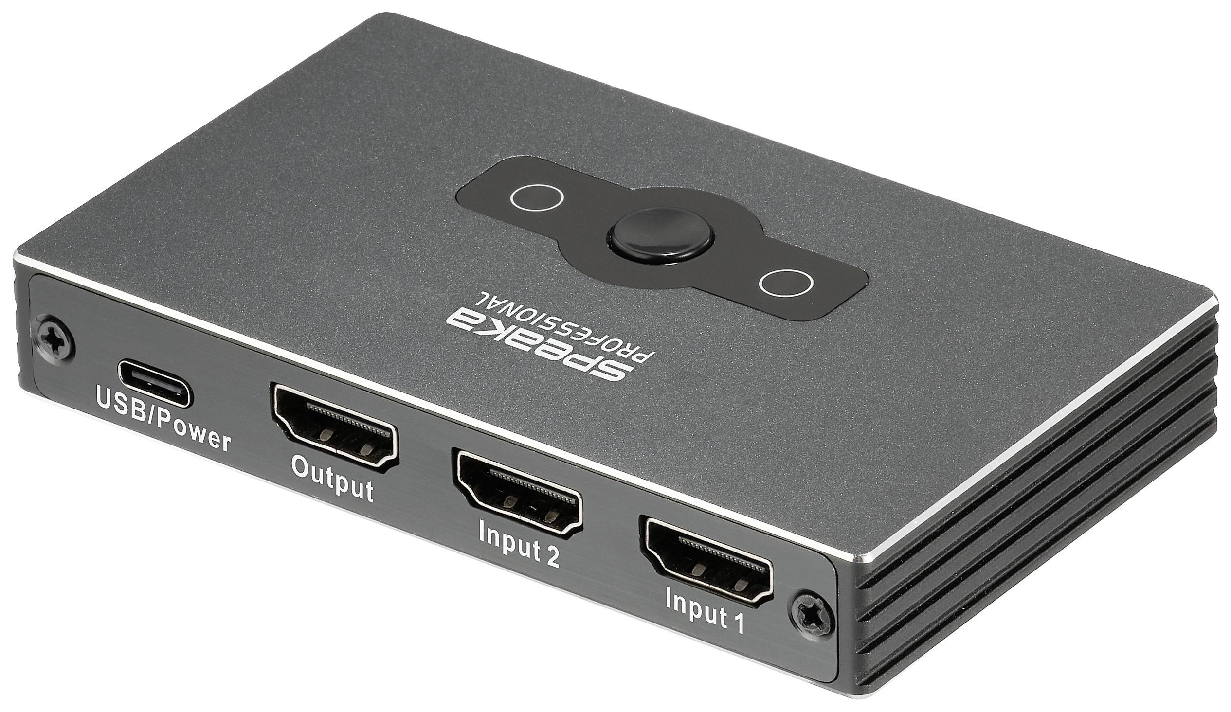 SpeaKa Professional SP-HSW-300 2 Port HDMI-Switch UHD 8K @ 60 Hz, UHD 4K @ 120Hz