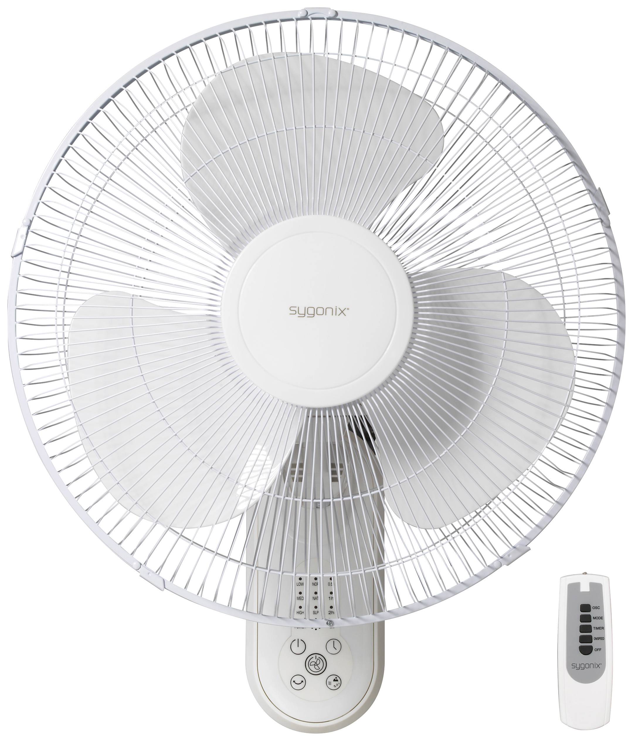 Sygonix Wandventilator 45 W (L x B x H) 335 x 535 x 430 mm Weiß Oszillierend, mit Fernbedienung, Timer