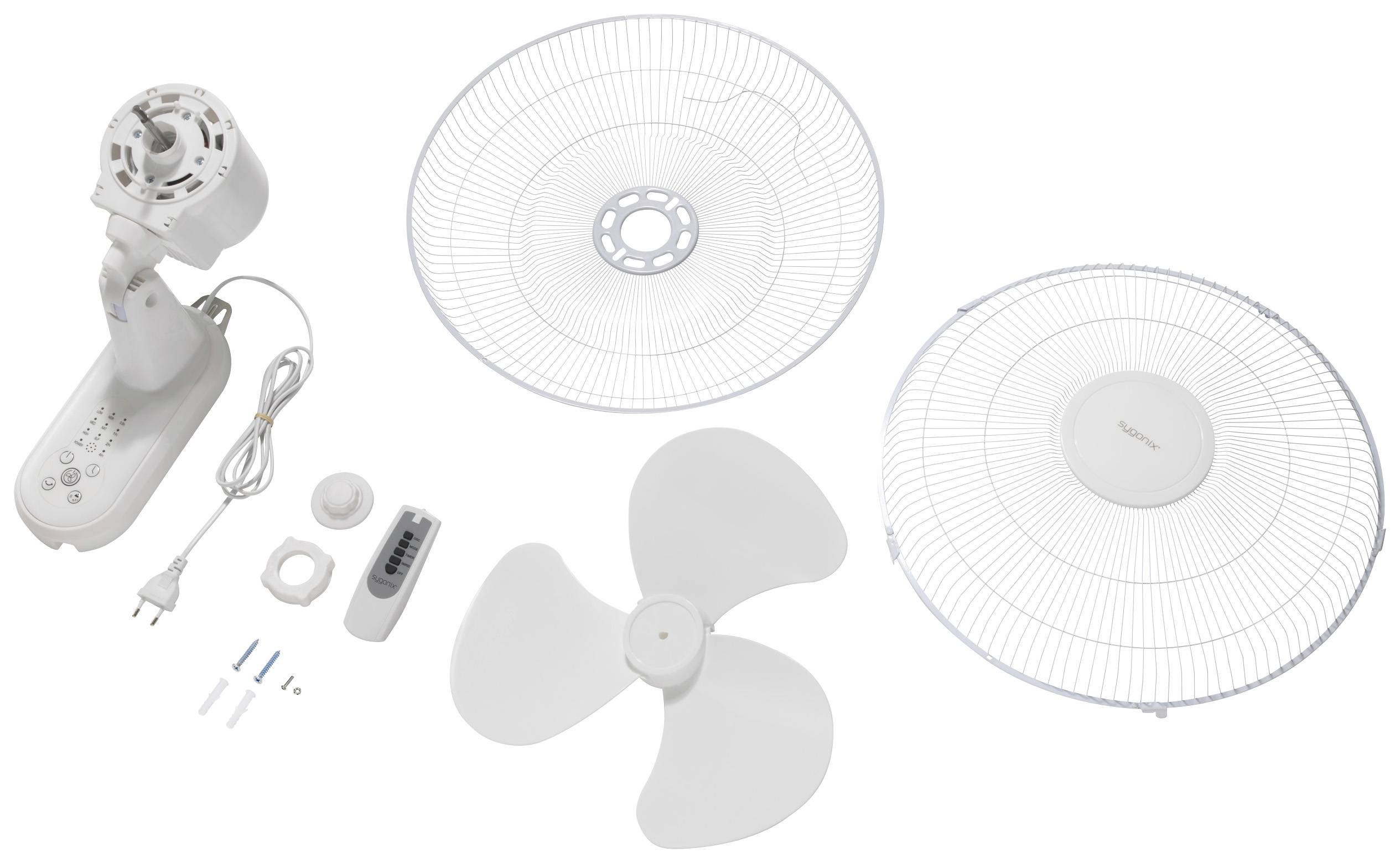 Sygonix Wandventilator 45 W (L x B x H) 335 x 535 x 430 mm Weiß Oszillierend, mit Fernbedienung, Timer