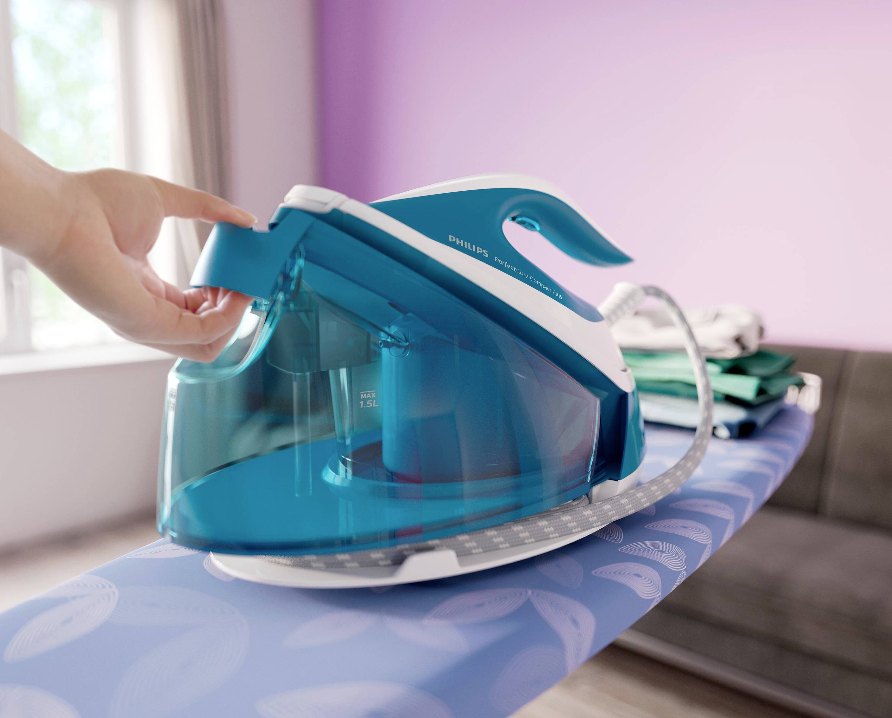 Philips PerfectCare Compact Plus GC7923/20 Dampfbügelstation 2400 W Hellblau, Weiß